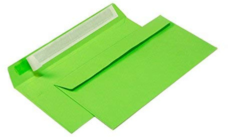 Briefumschläge DIN lang C6/5 114x229 mm grün 120 g/m² ohne Fenster haftklebend (Artikel: 208A) (500)
