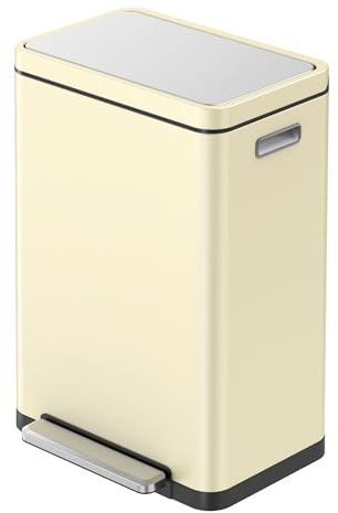 EKO X Cube Pedal Bin 20+20 Litre, Large Rubbish & Recycling Bin, Perfect for Home & Workplaces, Cream