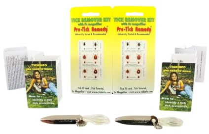 ProTick Remedy (2 Pack) – Precision Steel Tick Remover, Magnifier, Chain, Tick ID Card, Tick ID Information. Helps Deal with All Ticks Sizes from Humans and Animals