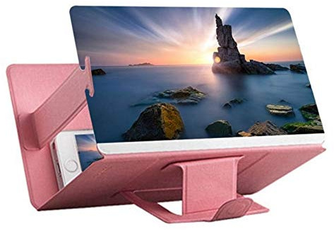 Dangshanchaowei Mobile phone screen magnifier FD 8 inch Universal Mobile Phone 3D Screen Amplifier HD Video Magnifying Glass Stand Bracket Holder(Pink) (Color : Pink)