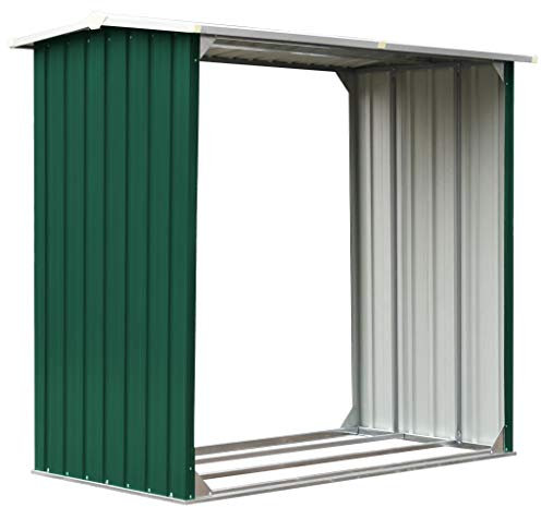 Tidyard Brennholzlager Dachschräge Kaminholzlager Stapelhilfe Kaminholzregal Mit zusätzlichen Rohren auf beiden Seiten,Brennholzschuppen Holzlager,verzinkter Stahl