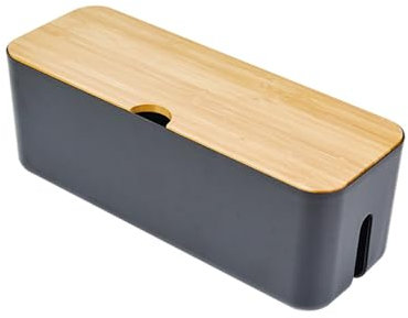 Cable Organisers Box, Cable Management Box Cord Organizer with Air Vent, Desk Cable Tidy Box Wood Lid for TV, Computer, USB Hub, Tablet Cable Organizer,29.5x11x11.4cm