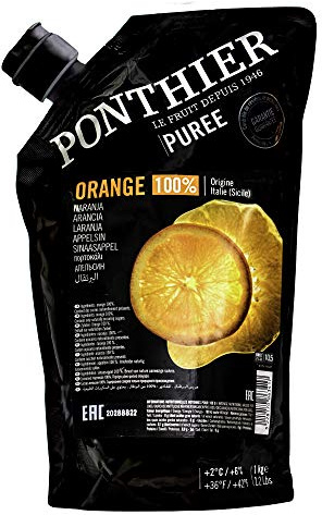 Food-United ORANGE-VALENCIA PÜREE Zitrus-Frucht-Püree von Ponthier 6x 1KG für Smoothie-Bowl-Sorbet-Eis-Quark-Saft-Cocktail-Schorle-Cornflakes aus ausgewählten Früchten