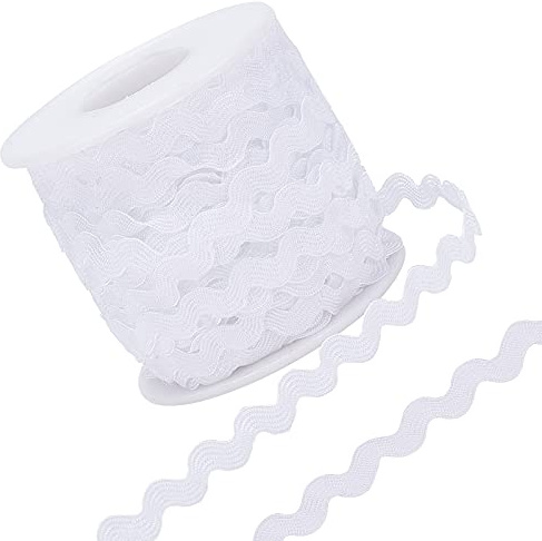 GORGECRAFT 25m Rick Rack Trim Ribbon Wave Nähen Biegen Fransen Trim 5mm Zackenlitze Zick-Zack-Band Zum Nähen S Form Wellenförmiges von Blumen Hochzeit Weihnachtsfeier Dekoration (Weiß)