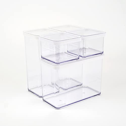 Rotho Loft 5er-Set Vorratsdosen mit Deckel verschiedene Größen, lebensmittelechter Kunststoff (PP) BPA-frei, transparent/weiss, (21.4 x 21.4 x 23.5 cm)