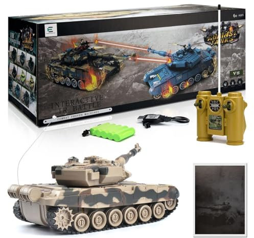 efaso Ferngesteuerter Panzer T-90 99802 27MHz - Panzer ferngesteuert mit Schussfunktion (Simulation) / Infrarot Kampfsystem/drehbarer Turm mit Sound und Licht 1:28 - Panzer Modell/RC Panzer