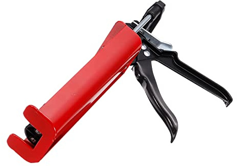 sourcing map Manual Adhesivo Aplicación Aplicador, Doble Componente Cartuchos Epóxico Calafateador Pistola, 25:1 Empuje Proporción para 400ml (1:1), Rojo