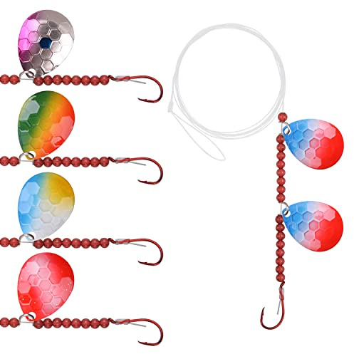 5Packs Angelköder Rig Spinnerbait Angellöffel Spinnerblätter Walleye Rig für Köderherstellung Kunstköder Blinker Spinner Wobbler Set Süßwasser Salzwasser Angelköder Rig