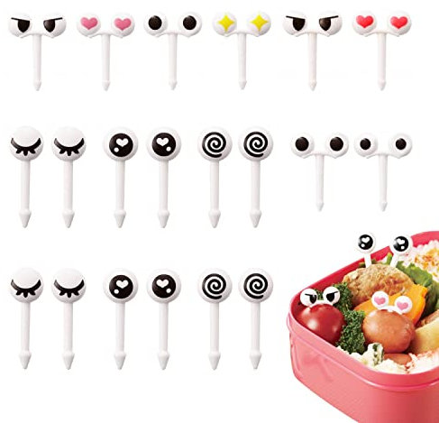 20 Pieces of Plastic Eye toothpicks, Reusable Lunch toothpicks, Fruit toothpicks, for Fruits, Cakes, Cartoon toothpicks, Party Accessories