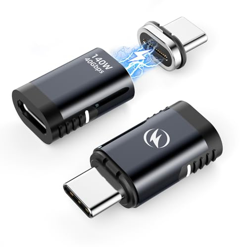 HanCenDa 140W USB C Magnetic Adapter 2Pack, 180 Degree Adapter 40Gbps Support 8K@60Hz Video Display for Thundeolt MacBook Pro/Air and More Type C Devices