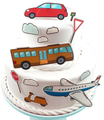 Essbare Tortendeko - Verkehr - Fondant Kuchen Tattoo aus essbarem Zuckerpapier