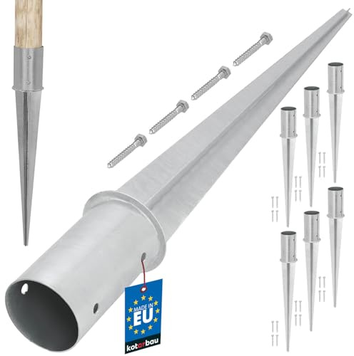 KOTARBAU® Set med 16 Stolpspjut - Galvaniserat Stål - ⌀ 80 mm - Silver - Jordankare För Stolpe - Stolphållare - Rundträstolpar - Trädgård