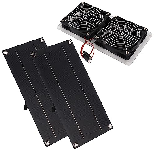 Solarpanel-Lüfter-Kit, Langlebiger, Wasserdichter, Staubdichter Solar-Abluftventilator für Gewächshäuser (Doppeltafel)