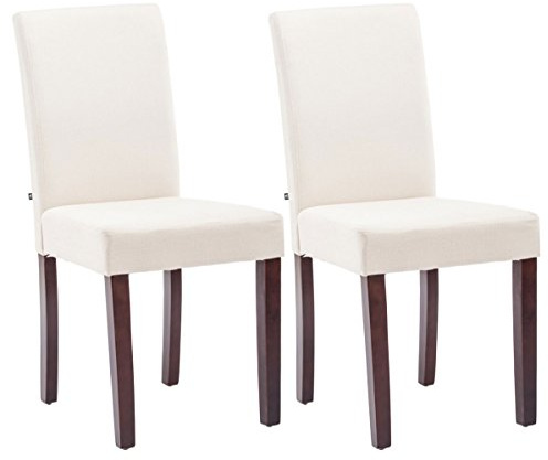 CLP Set De 2 Sillas De Salón Comedor Ina Acolchadas En Tela I Juego de 2 Sillas De Sala con Base De Madera, Color:Crema, Color del Marco:Cappuccino