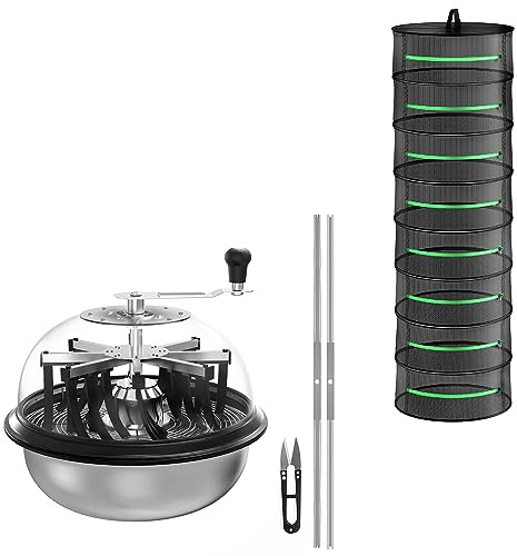 iPower Decespugliatore per boccioli da 40,6 cm, taglio a spirale con lame in acciaio inox, 60 cm, pieghevole, a 8 strati, con cerniere e potatore inclusi, per foglie e boccioli idroponici