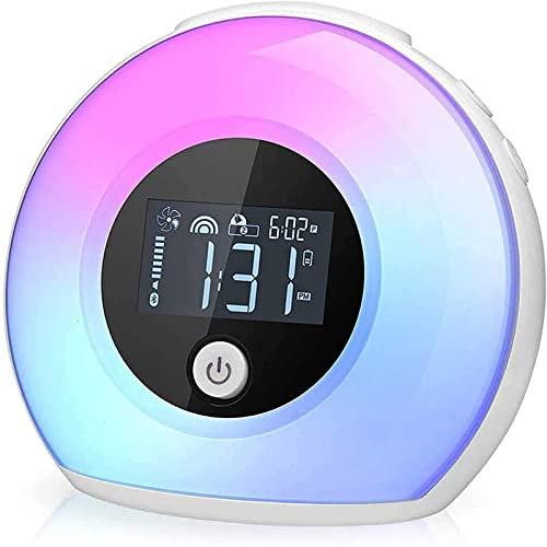 Wake Up Light Bluetooth Lautsprecher, Schreibtischlampe Wecker, dimmbares warmes Licht und Licht neben bunten Licht Musik-Player für Kinder, Party, Schlafzimmer, Camping