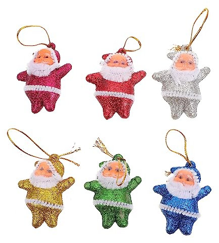Warmhm 30 Stück Glitzernde Weihnachtsmann-Puppen-Anhänger Mini-Weihnachtsmann-Anhänger Weihnachtsmann-Figur Ornament Statue Dekor Geschenkfüller Weihnachtsdekoration