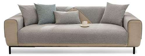 VanderHOME Sofabezug 1/2/3/4 Sitzer Sofa Überzug l Form ecksofa Sofaschoner rutschfest Sofa/Couch Überwurfdecke Sofaschutz Katze/Hunde Weich und Zart 90 * 210cm-Hellgrau-Sitzbezug(1 PC)
