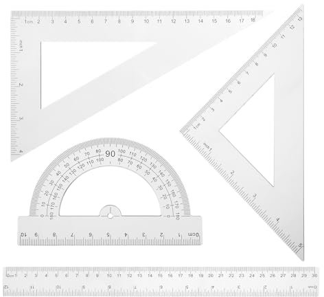 Transparentes Geometrie Lineal Set, Enthält Lineal 30 Cm, Geodreieck Lineal 20 Cm Und 22 Cm,10 Cm Winkelmesser Schule, Lineal Für Schule, Büro, Heimeinrichtung (1 Set)