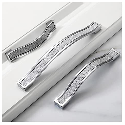 BITACS Griff Möbelbeschläge Schrankgriff Türgriff Silber Kristall Aluminiumlegierung Schranktürgriff (Farbe: D, Größe: 16 cm)