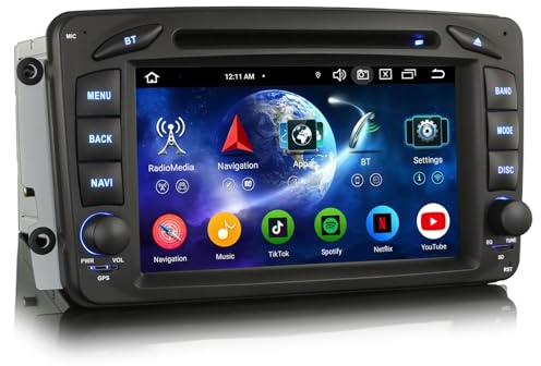 Erisin 8-Core Android 14 4GB+64GB GPS Navegación Estéreo Coche de Automóvil para Mercedes A/C/G/CLK Clase W209 W203 Viano Vito W463 7 DVD Ayuda CarPlay Android Auto Bluetooth WiFi 4G DSP Canbus OBD2