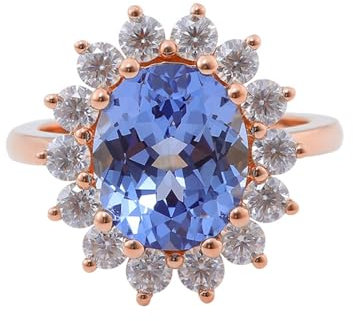 18 Karat Roségold Ringe Weiß Im Labor Hergestellter Saphir Oval, Damenring Blume Moissanit Ring Damen Größe 63 (20.1)
