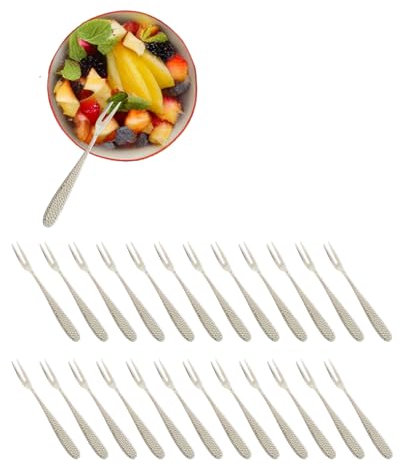 Muvell 24x Tapas Gabel aus Edelstahl 304 - Farbe Silber | Kuchengabel Gabel Set | Länge: 12,5 cm - Picker: 4 cm | Fruchtgabel, Dessertgabel | auch nutzbar für Salate, Obst und Kuchen |