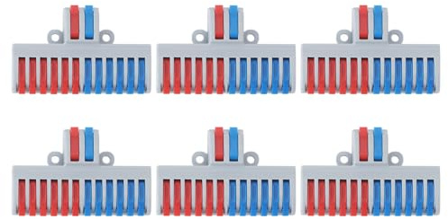 Connettore per Cavo a Leva, Morsettiere per Guida DIN 6 Pezzi 2 in 12 Out Connettore per Cablaggio Che Fa Risparmiare Tempo Elevata compatibilità con Connettori per Cavi