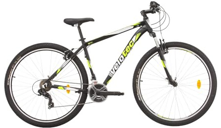 Multibrand Velotec Pro Bicicleta de Montaña de Aluminio 29 Pulgadas, 21 velocidades, V-Brake, Unisex, Adecuada para 175–190 cm (Negro con Verde y Gris)