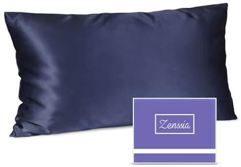 Zenssia Seidenkissenbezug 40x80, 100% Maulbeerseide, Nachtblau, 1 Stück | Echte 19 Momme Seide, Superweich & Atmungsaktiv, Haar- und Hautpflege, Verdeckter Reißverschluss, Luxuriöser Schlafkomfort.