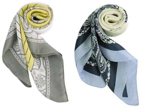 DAMILY 2 Stück Bandana Herren Satin Kopftuch, Halstuch Cowboy Tuch 70x70 | Vintage Bandana quadratisch, Sommer-Schal headscarf für Herren & Damen, Motorrad Piratentuch, Festival Haarband