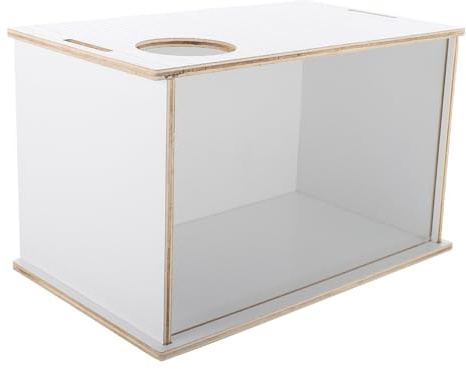 Sosoport Hamsterbadewanne Weiß mit Transparenter Seite, aus Acryl und Holz | Sandbadbox, Chinchilla Badewanne, Hamsterbedarf, Dekorative Sandbadbox, Hamster
