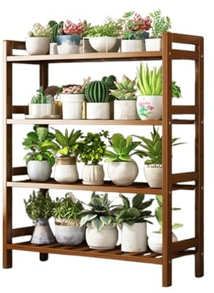 Pflanzenregal ,Blumenregal aus Bambus Holz Blumen Pflanzen Regal Blumentreppe Blumenständer Blumenbank Pflanzentreppe Pflanzenständer | Indoor & Outdoor | Balkon & Wohnzimmer (Color:,Size:50X25X10