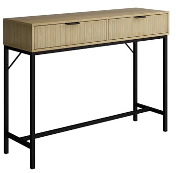 Vicco Konsolentisch Lennox, Eiche, 100 x 75 cm | mit 2 Schubladen, zur Ablage von Zeitschriften und Fernbedienungen geeignet