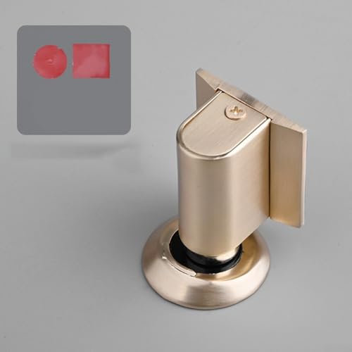 Tope magnético para puerta, tope de puerta sin perforaciones, soporte magnético silencioso de altura ajustable, para zócalos, patio, exterior, aleación de zinc (oro claro)