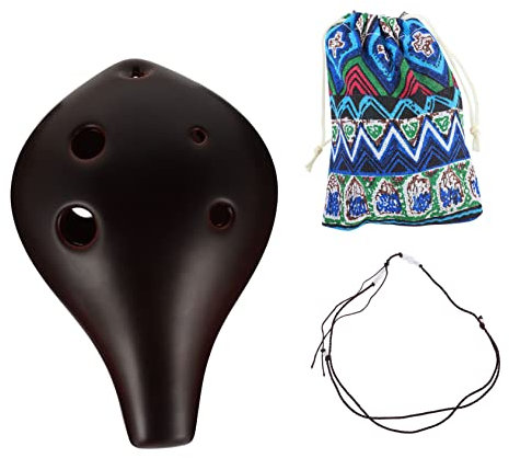 JOINPAYA 6-loch Okarina Aus Dolomit Mit Trageschlaufe Vintage Flöte in C-dur Multifunktionale Performance Requisite Mit Schutzbeutel Für Anfänger Und Geschenk