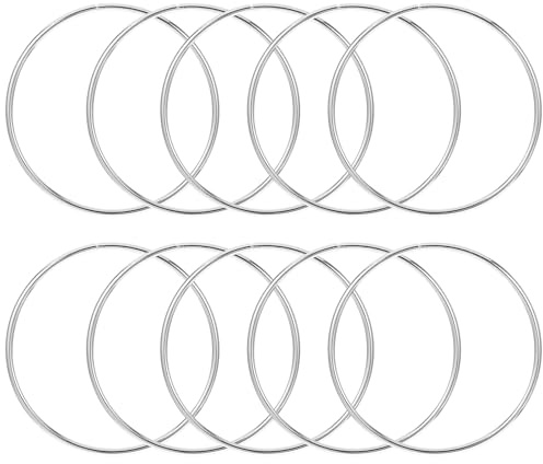 10 st metallringar för hantverk, silverringar, blommiga makraméringar för att göra bröllopskransdekor, drömfångare och gör-det-själv bordsuppsats, vägghängande hantverk (silver, 80 mm)