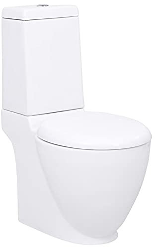 Xichuzi Vaso WC in Ceramica da Bagno Rotondo Base con Scarico Bianco,Articoli Idraulici,WC e Bidet,WC-3059888