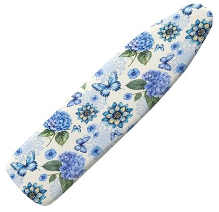 Xoenoiee Copriasse da stiro blu con motivo mandala e ortensia con gancio e anello, resistente alle bruciature, antiscivolo, per bucato domestico, taglia XL
