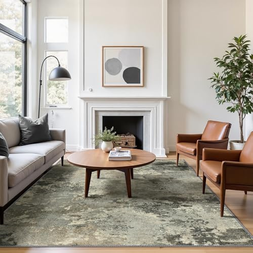 GENIMO Rugs Living Room Washable, Rugs for Bedroom 200x290cm, Darkgrey | Abstract Area Rug Short Pile, Non Slip Carpet, Crease Resistance, Soft and Durable for Living Room, Bedroom, Hallway