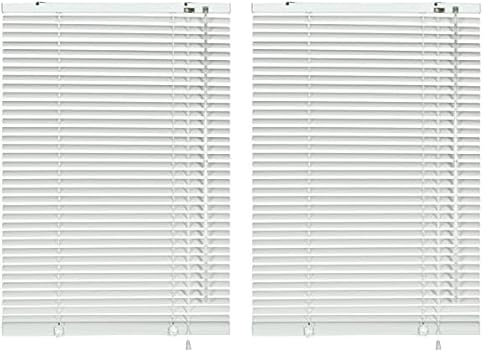 Deco Company Alu-Jalousie ohne Bohren, Zum Klemmen, Inkl. Klemmträgern, Sichtschutz, Lichtschutz, Blendschutz, Aluminium-Jalousie, Weiß, 85 x 130 cm (Packung mit 2)
