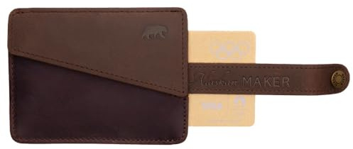 Alaskan MAKER - Portefeuille Compact en Cuir Pleine Fleur et Coton Épais - Rangement Cartes et Billets - Protection RFID Anti-Piratage - Jusqu’à 10 Cartes - Système Pull-Out en Cuir.