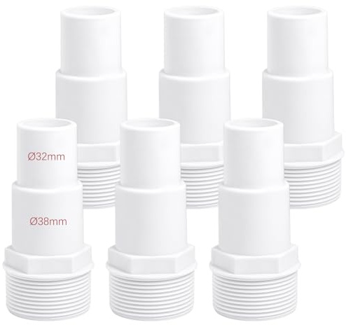 YJSDDNTY Lot de 6 raccords de Tuyau pour Piscine - Diamètre : 32/38 mm sur 1,5，Skimmer ou à Une Pompe，Le raccord de Tuyau est Compatible avec Les tuyaux de Piscine Courants