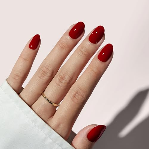 BTArtbox Press On Nails, Cardinal, Short Oval, Rot, 32Ct | Hält über 2 Wochen, Nägel Zum Aufkleben in Salonqualität, In 10 Mins Erledigt, Schnelle Entfernung, 16 Größen, Nagel Tips Set