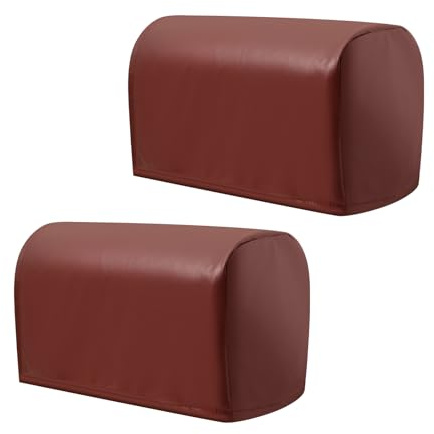 GUIJZSLTRG 2Pcs PU Leather Sofa Armrest Covers Scratch Resistant Soft Couch Stretchy Protectors Chair Slipcover Waterproof Arm Caps Slipcover Protector for Home Couch(Claret)