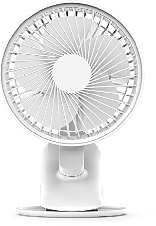 Montesy Ventilador de clip de 2000 mAh de 5.5 pulgadas, 3 velocidades, ventilador USB de circulación rápida de aire, abrazadera resistente portátil para rotación de lámpara cálida con LED