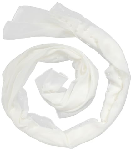 DIKACA Écharpe Chiffon avec Perles Fantaisie Foulard Décoratif Respirant pour Femmes et pour Fêtes et Usage