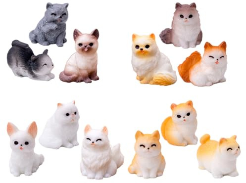 Milisten 12 Pièces Mini Figurines De Chat en Résine Peintes À La Main Décoration De Chat Réaliste pour Jardin Et Intérieur Charmantes Statues Miniatures De Petits Chats