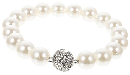 TOGEVAL Fermatenda Magnetico Senza Foratura Bianco Perle e Strass