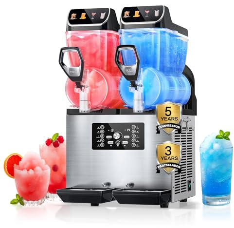 FOHERE Kommerzielle Slush Maschine, 30L Tanks Slush Eis Maschine,Unabhängige Tank Kontrolle, Slushie Maschine für Restaurants Café Bars Party